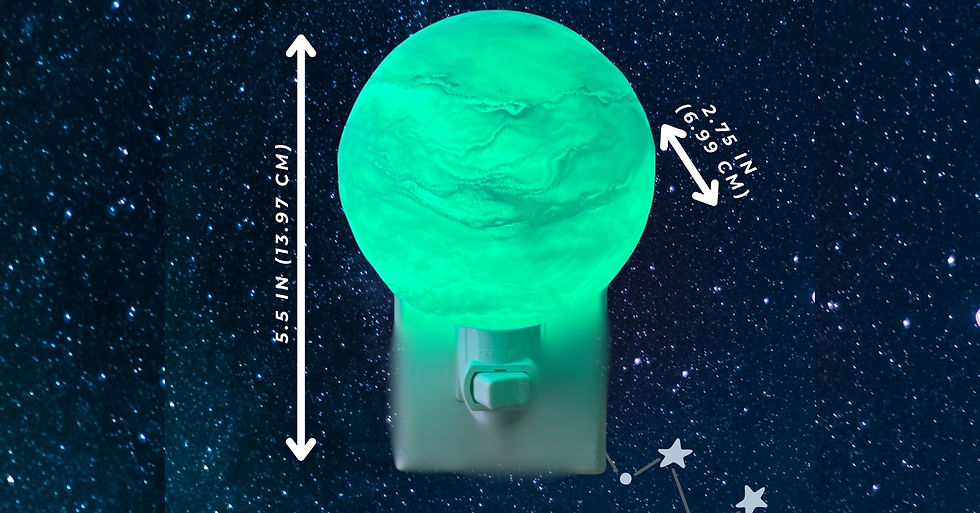 縮圖：Embossified Uranus-themed night light radiating a green glow, crafted with intricate 3D texture, set against a star-filled