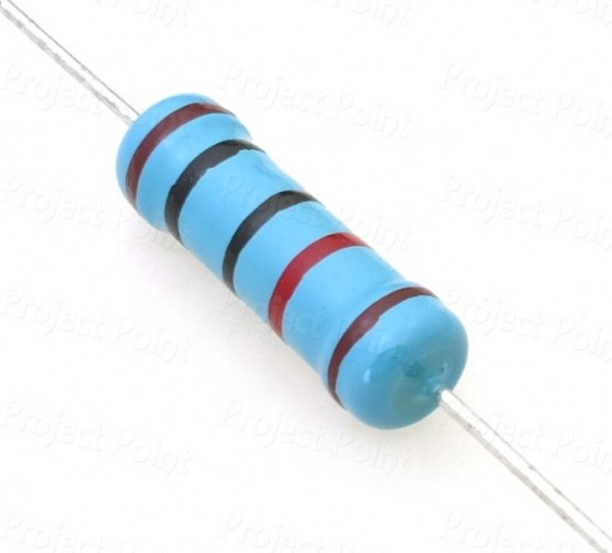 A blue cylindrical resistor with black and red stripes on a white background. The text "Project Point" is faintly visible in the background.