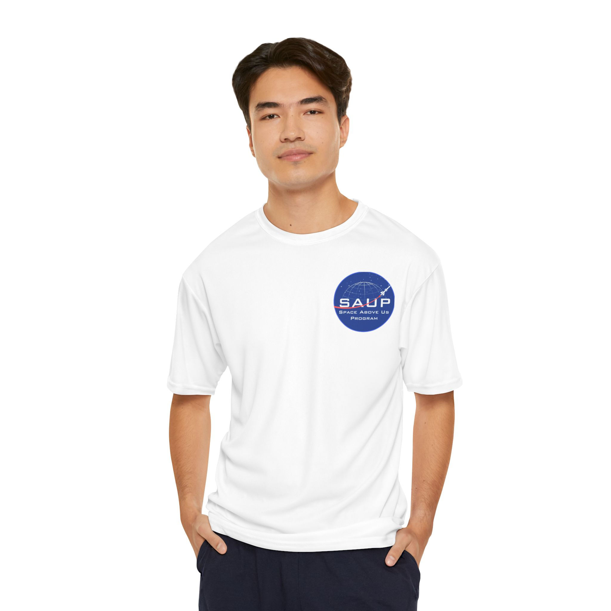 Men's Space-Themed Performance T-Shirt, Gift for Space Lovers Sci-Fi Fan Apparel