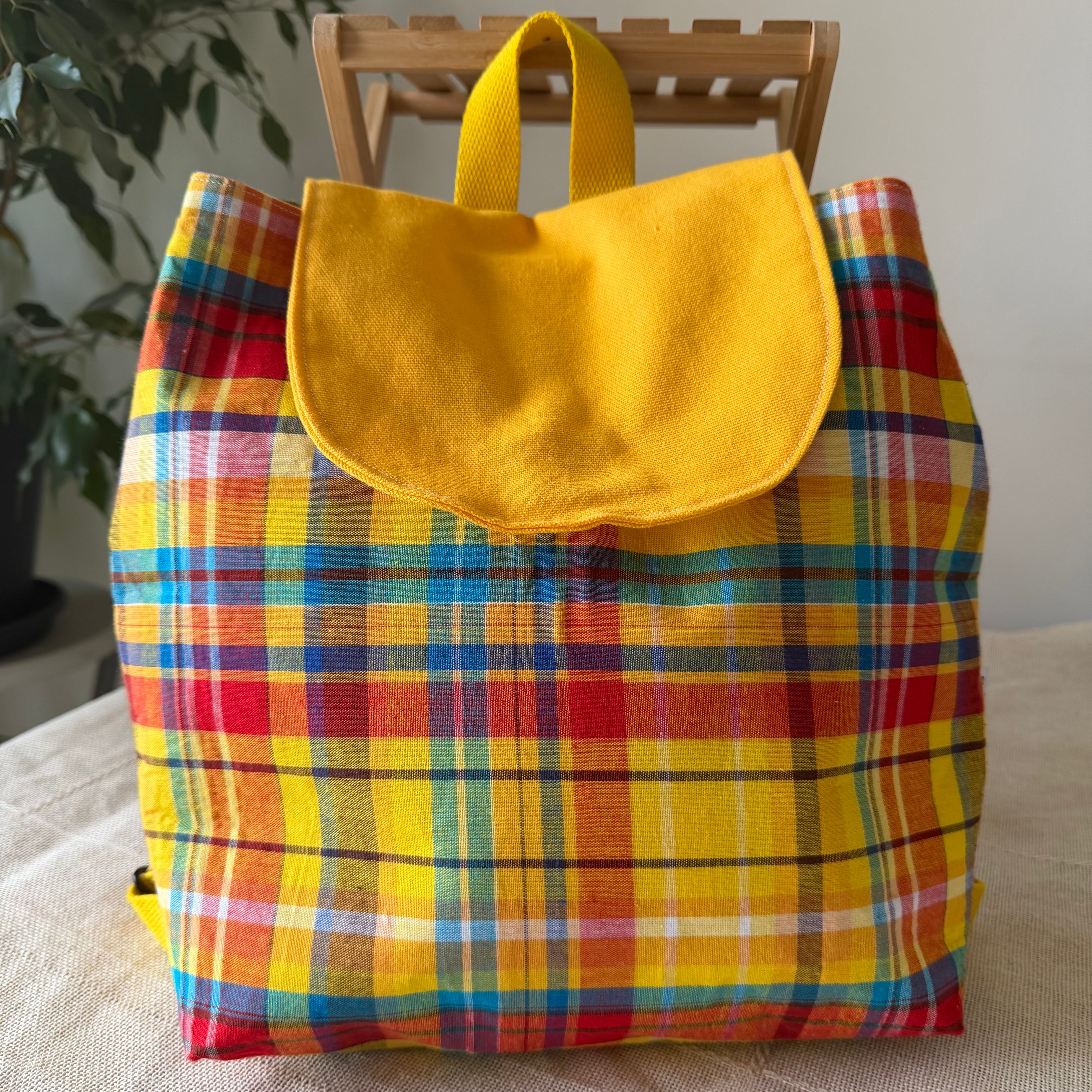 Sac à dos en madras jaune