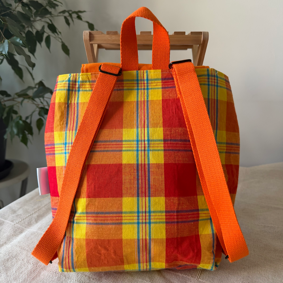 Miniature : Sac à dos en madras orange 