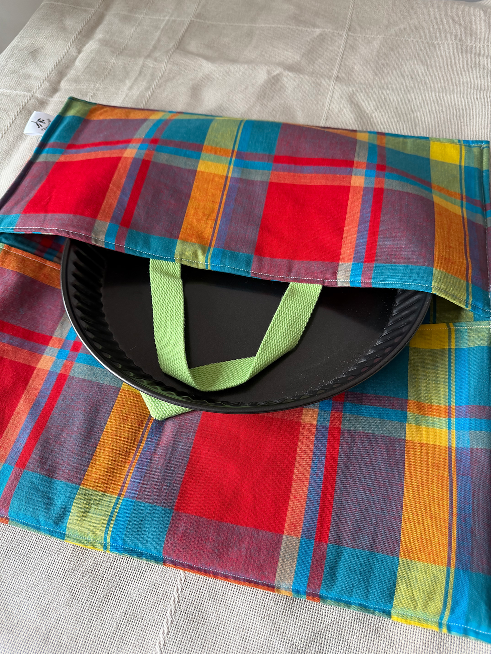Miniature : Sac à tarte madras rouge et bleu 