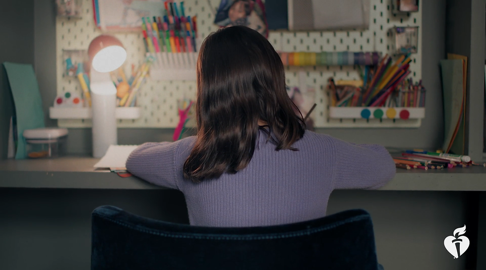 Girl drawing in playroom set design for a health advocacy commercial campaign by a New York City based Production Designer.