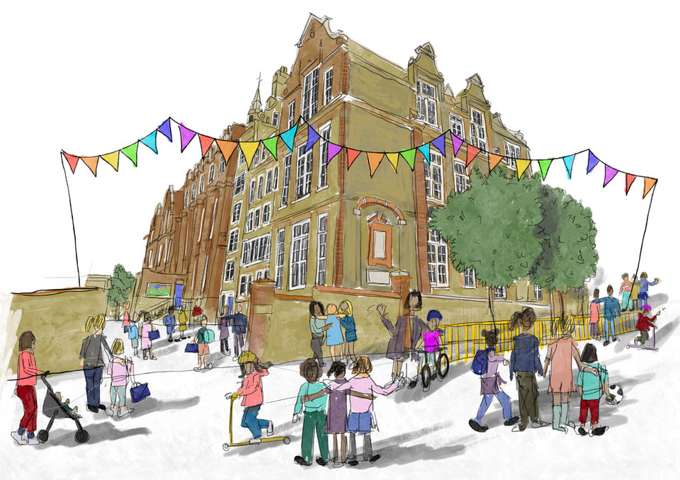 Community Illustration for local primary Honey Infant and Junior School SW11