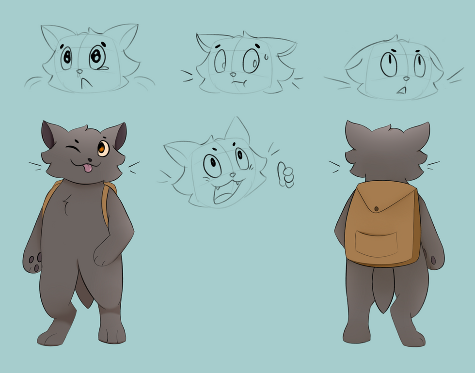 Grey Cat Character Design