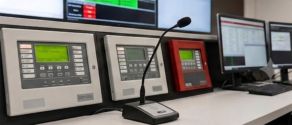 Centralized emergency alert control system for robust facility warning and safety management.