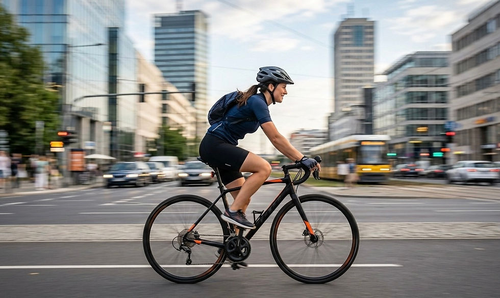 kobieta na rowerze w mieście prędkość