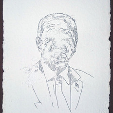 Jan Karpíšek - Recep Tayyip Erdoğan (2016), honeybee interaction on handmade paper, contemporary political portrait, erdogan art