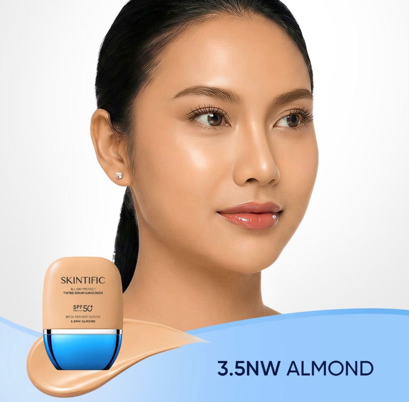 SKINTIFIC 3 in1 Tinted Serum Foundation Sunscreen SPF50+ |3.5NW Almond