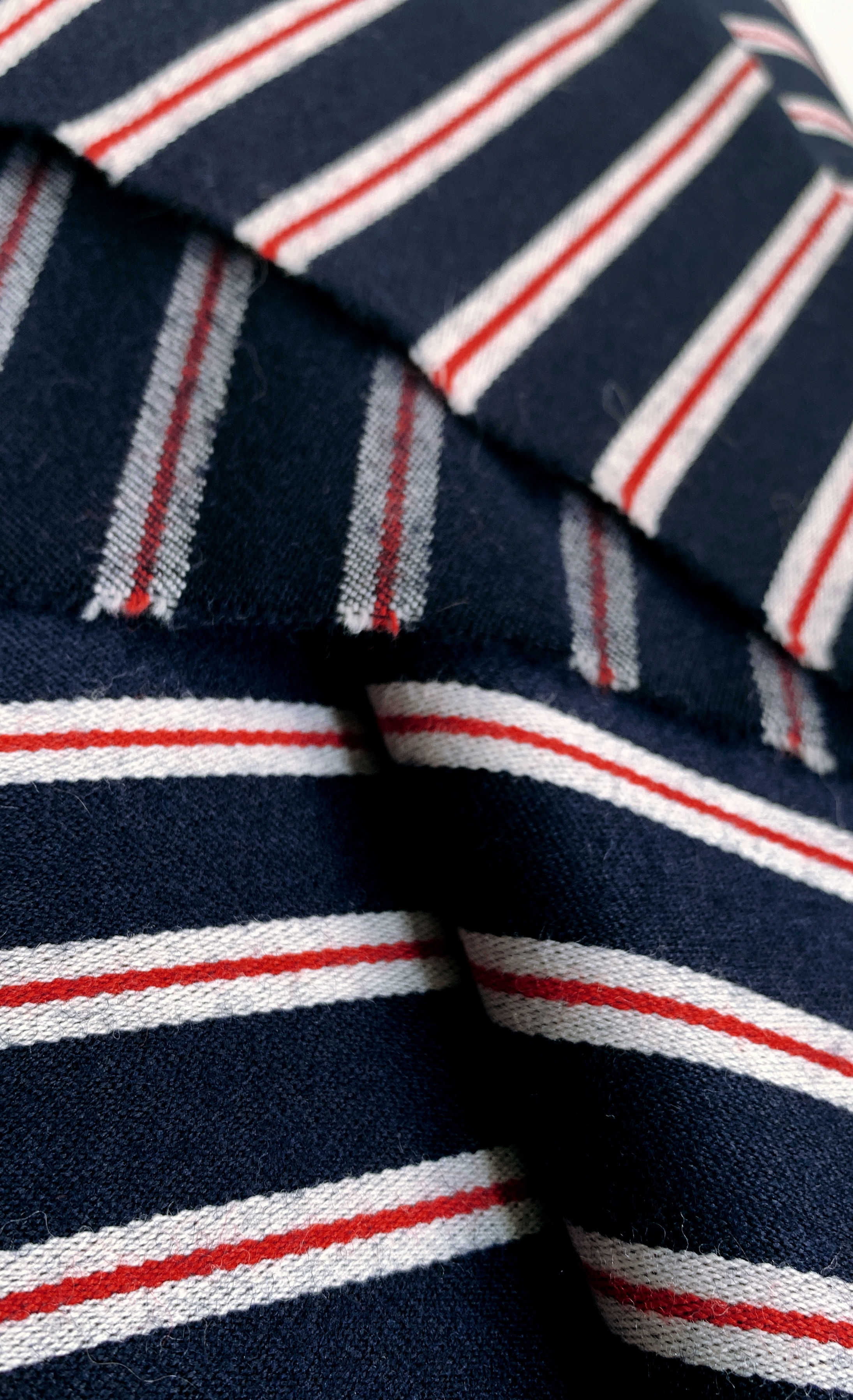 Stripe Navy Suiting Wool