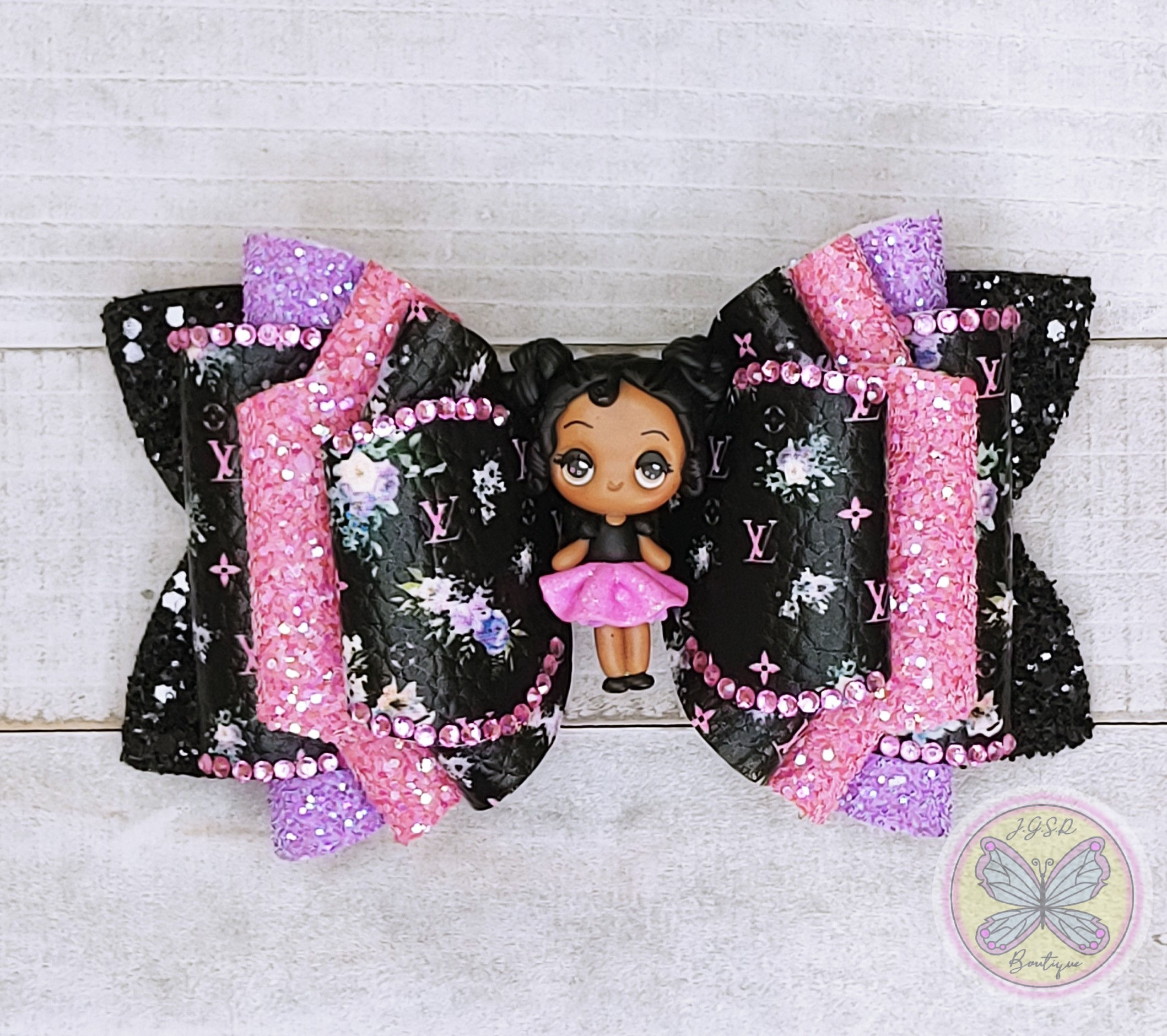 Floral Brown Girl Hair Bow