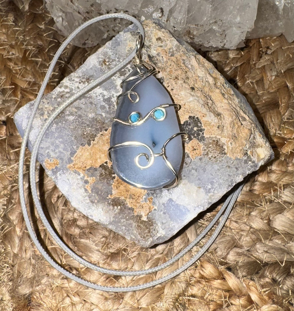 Thumbnail: LUNA & GRACE POLISHED AGATE SLICE w/BLUE APATITE gemmies