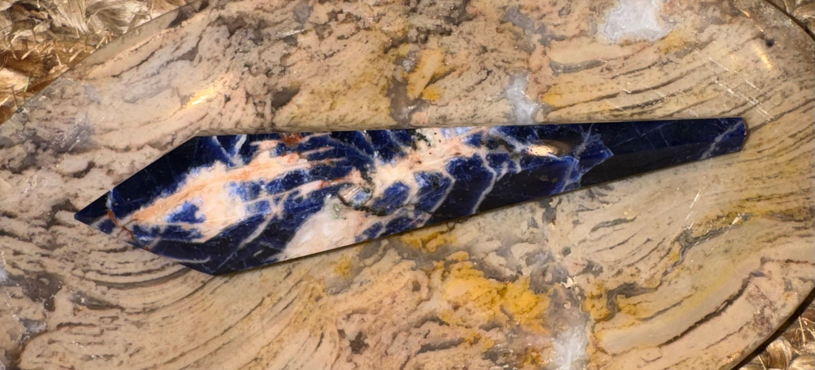 SUNSET SODALITE 6-sided TERMINATED WAND