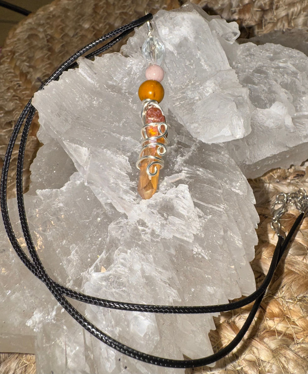 Thumbnail: LUNA & GRACE ORANGE AURA QUARTZ POINT w/MOOKAITE JASPER & SUNSTONE gemmies