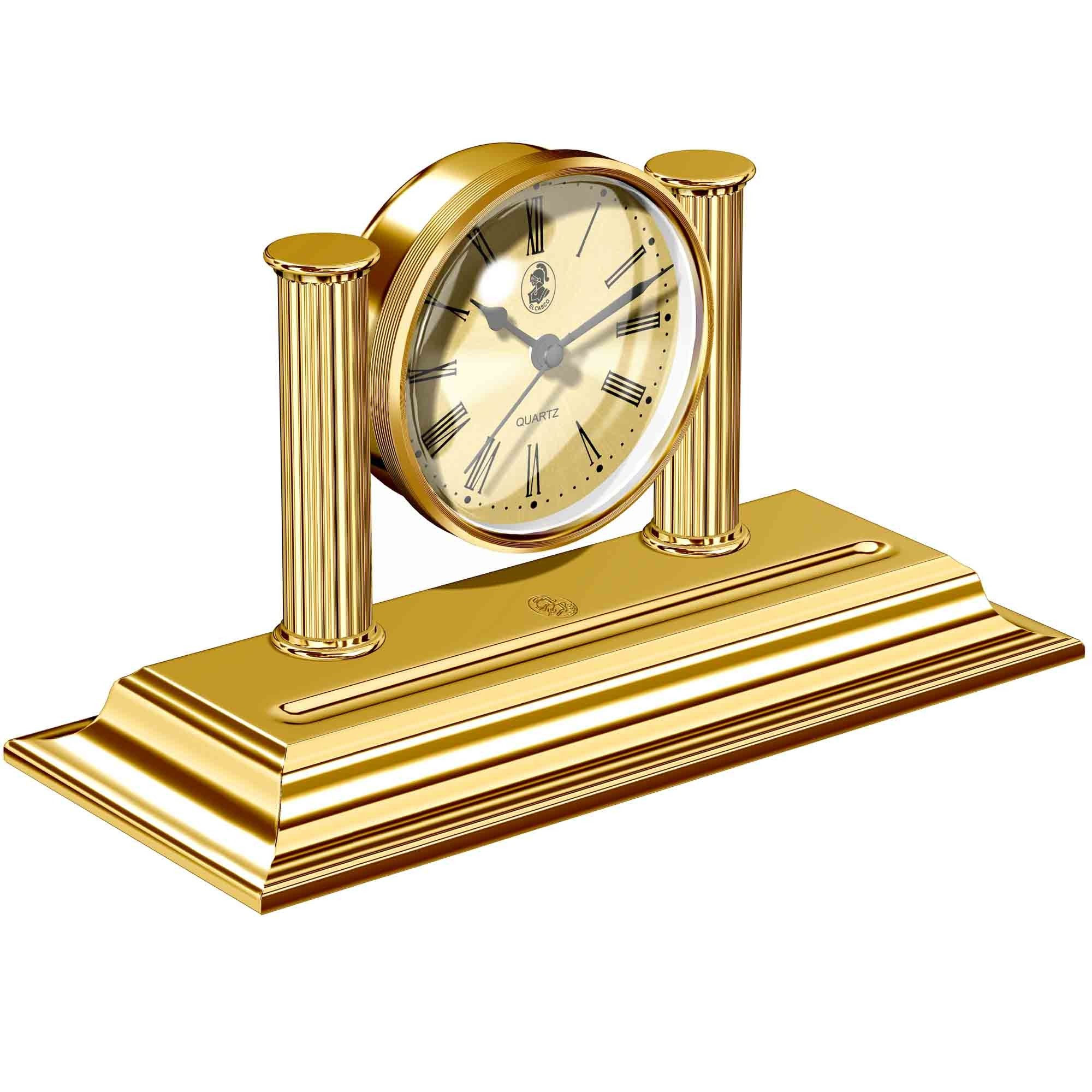 El Casco 23K Gold Plated Desk Clock & Pen Holder