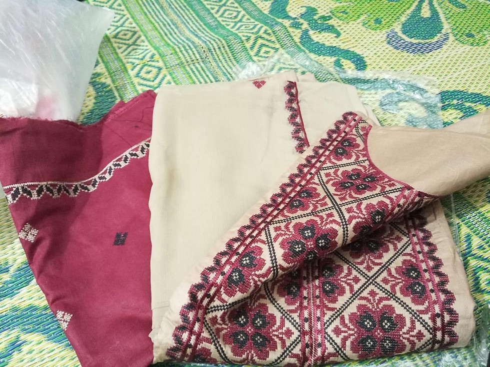 Thumbnail: Embroidery 3 piece cotton suit