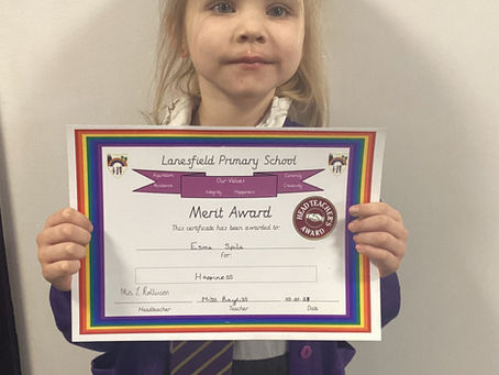 Well done to Blue Class Merit award children