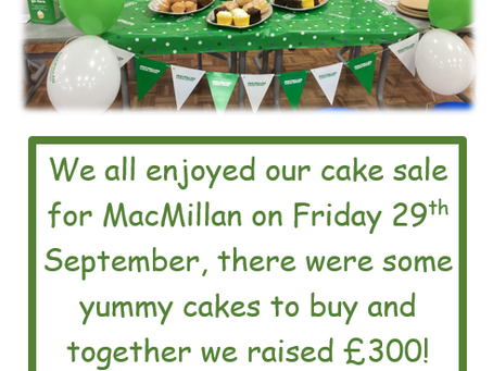 Class 1JB MacMillan Cake Sale