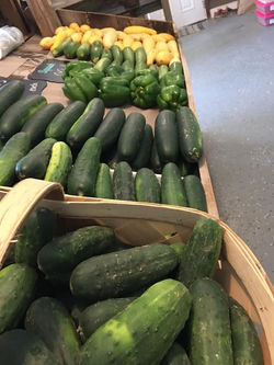 Cucumbers, peppers, zucchini