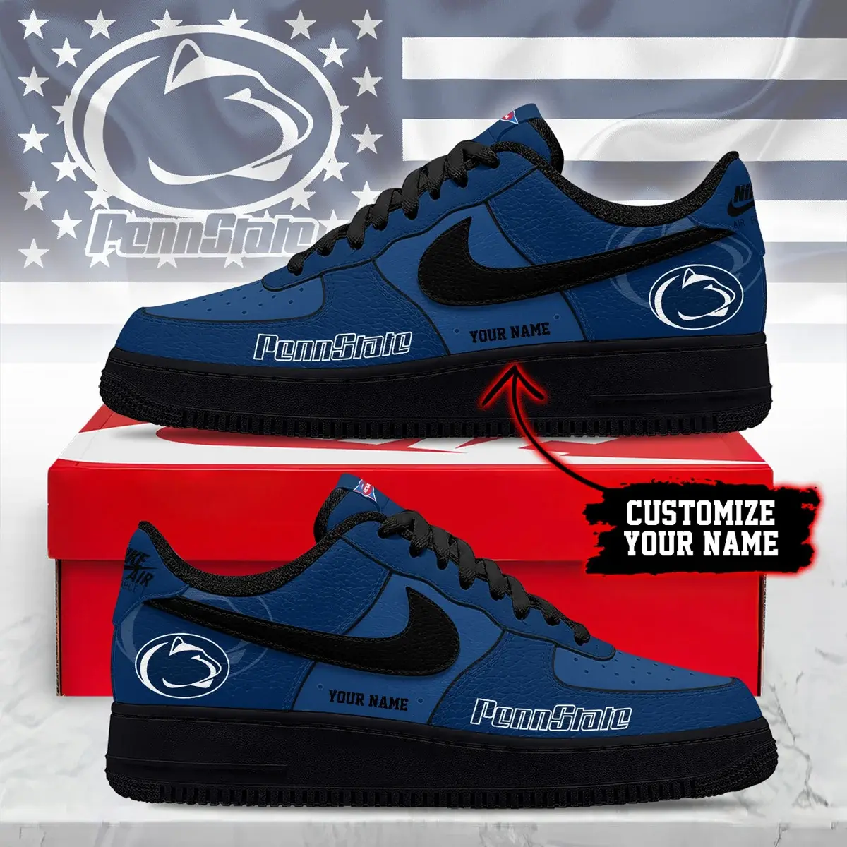 Penn State Nittany Lions Premium NCAA Custom Custom Air Force 1 Sneakers