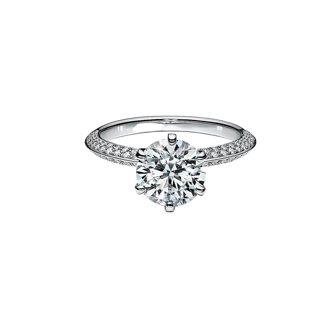 T Pavé Setting Engagement Ring