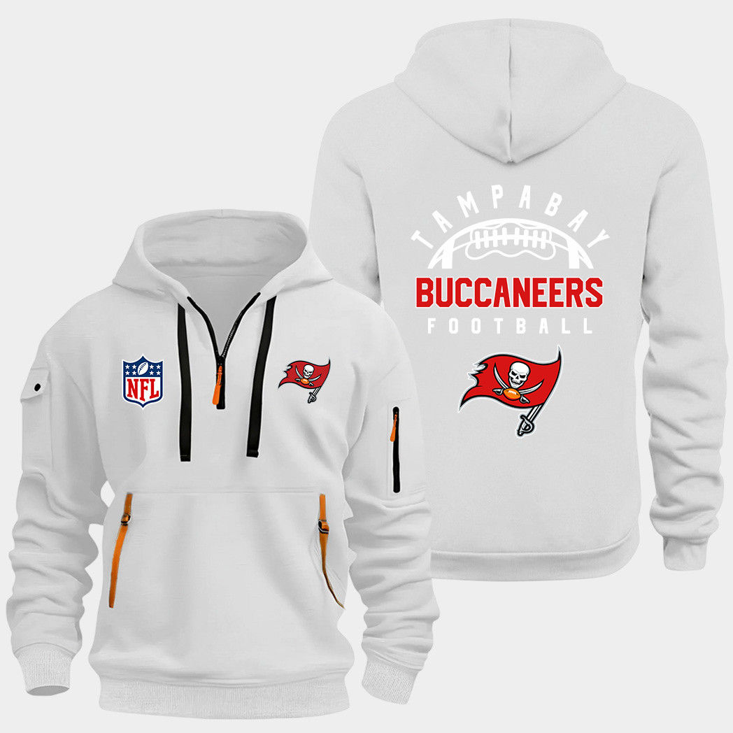 Tampa Bay Buccaneers White Quarter Zip Hoodie