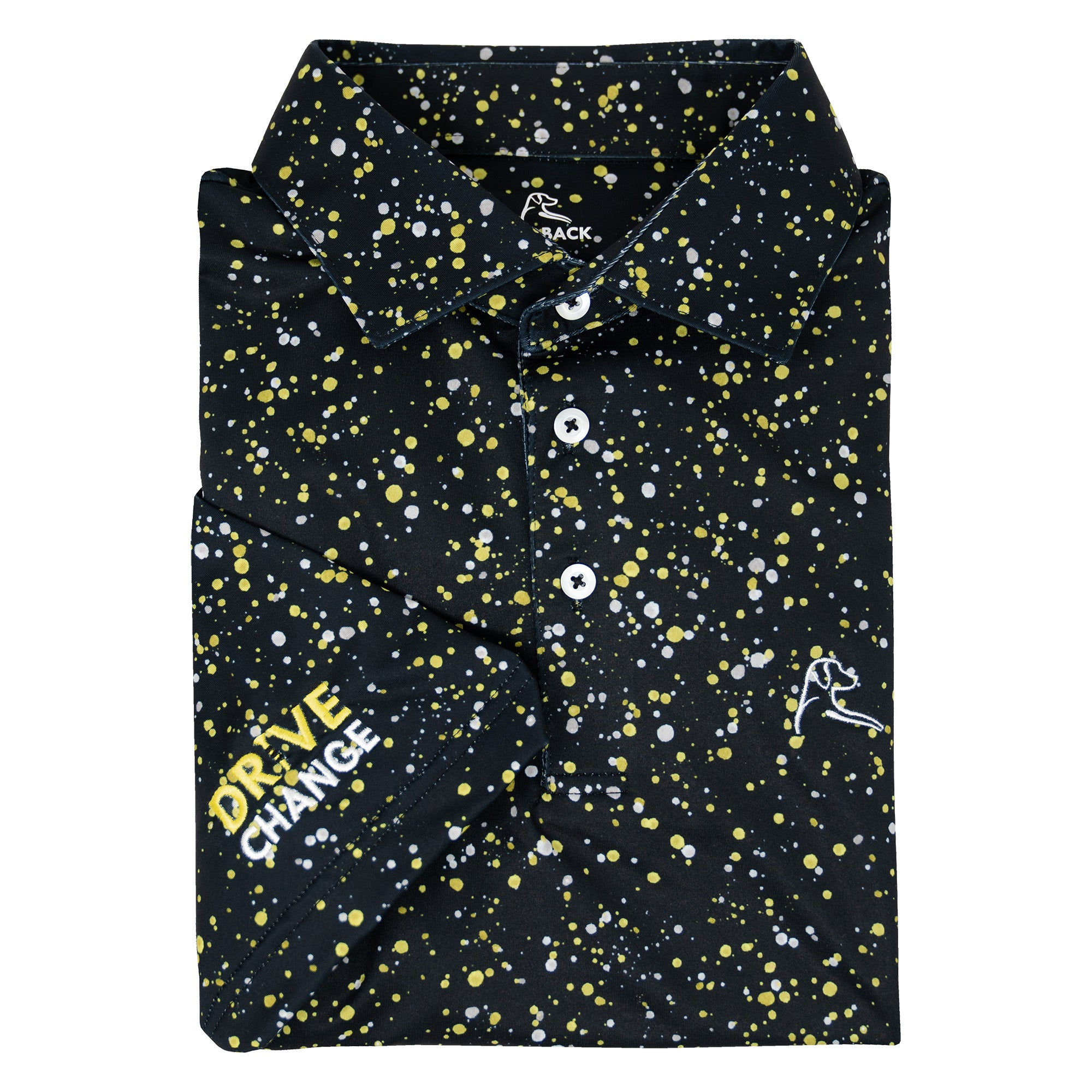 Rhoback The Bootleg Splatter Short Performance Polo - Black/Sun Yellow