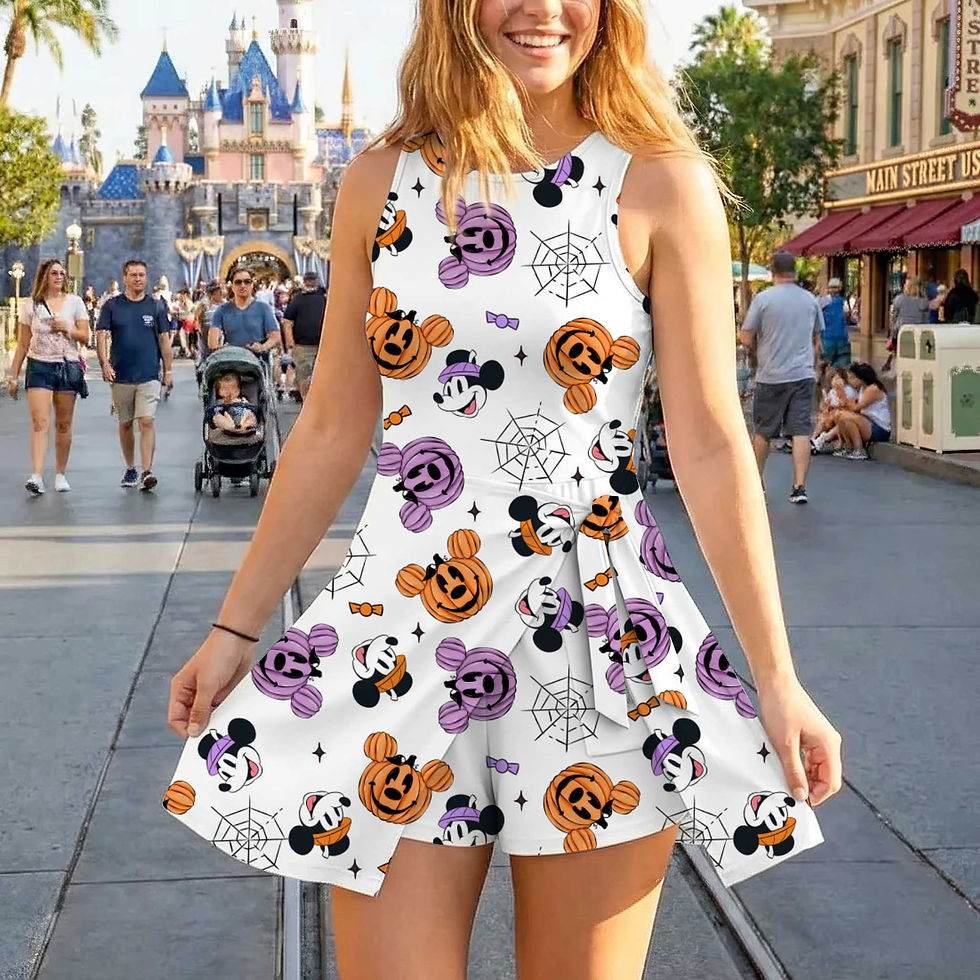 Thumbnail: Girls Halloween Mouse Minnie Outfit, Family Matching Tennis Dress Skirt