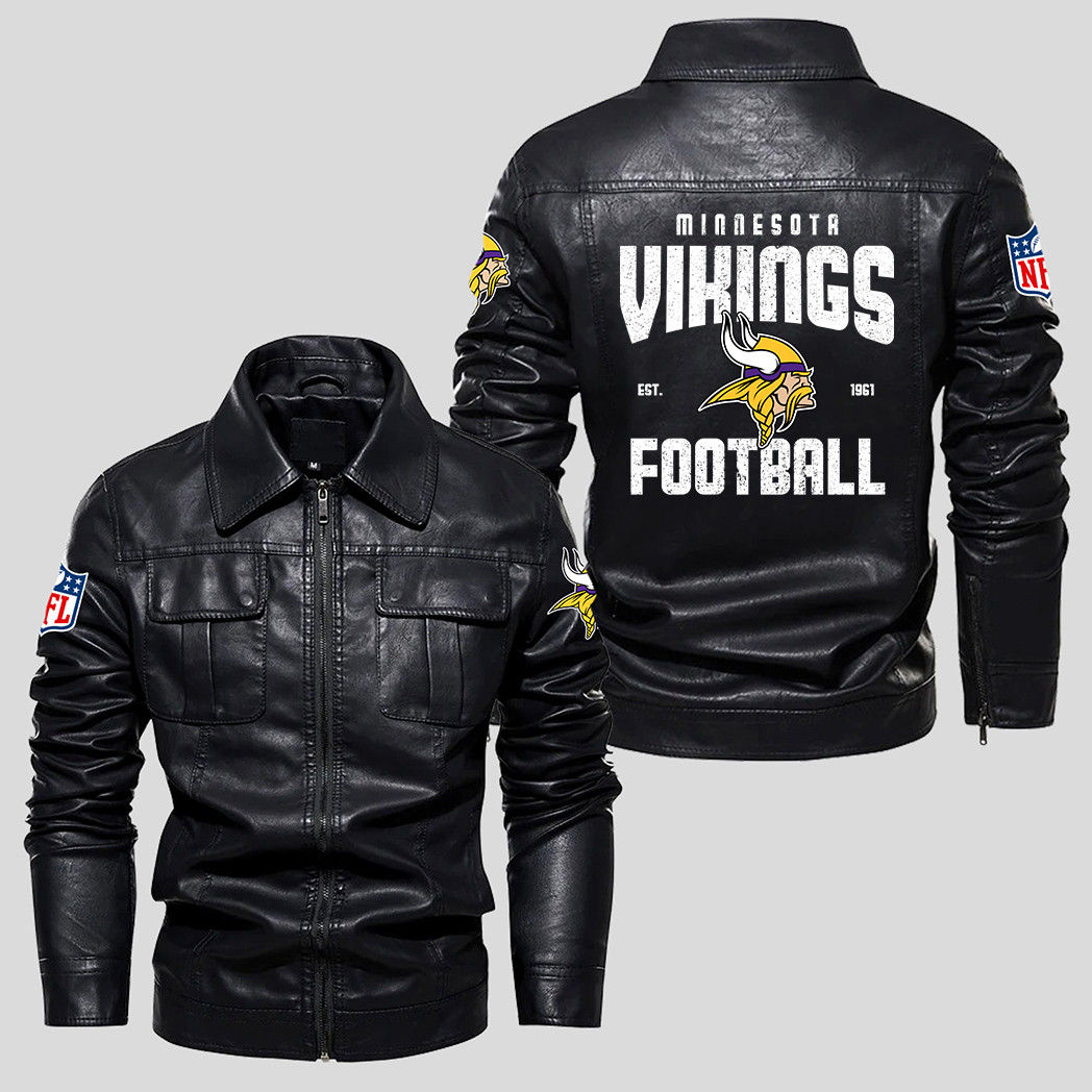Minnesota Vikings NFL Team Football Logo Sport Pattern Black 2D Motorcycle Leath
