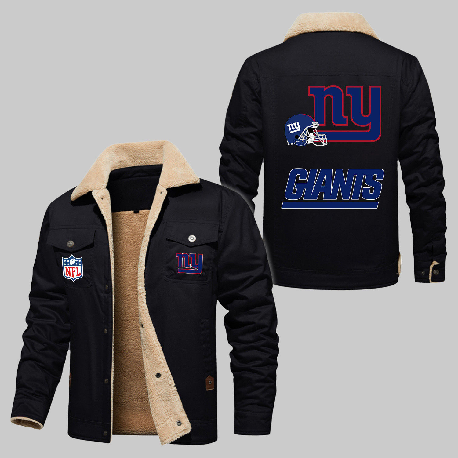 New York Giants NFL Team Logo Pride Helmet Wordmark 2D Stand Collar Jacket