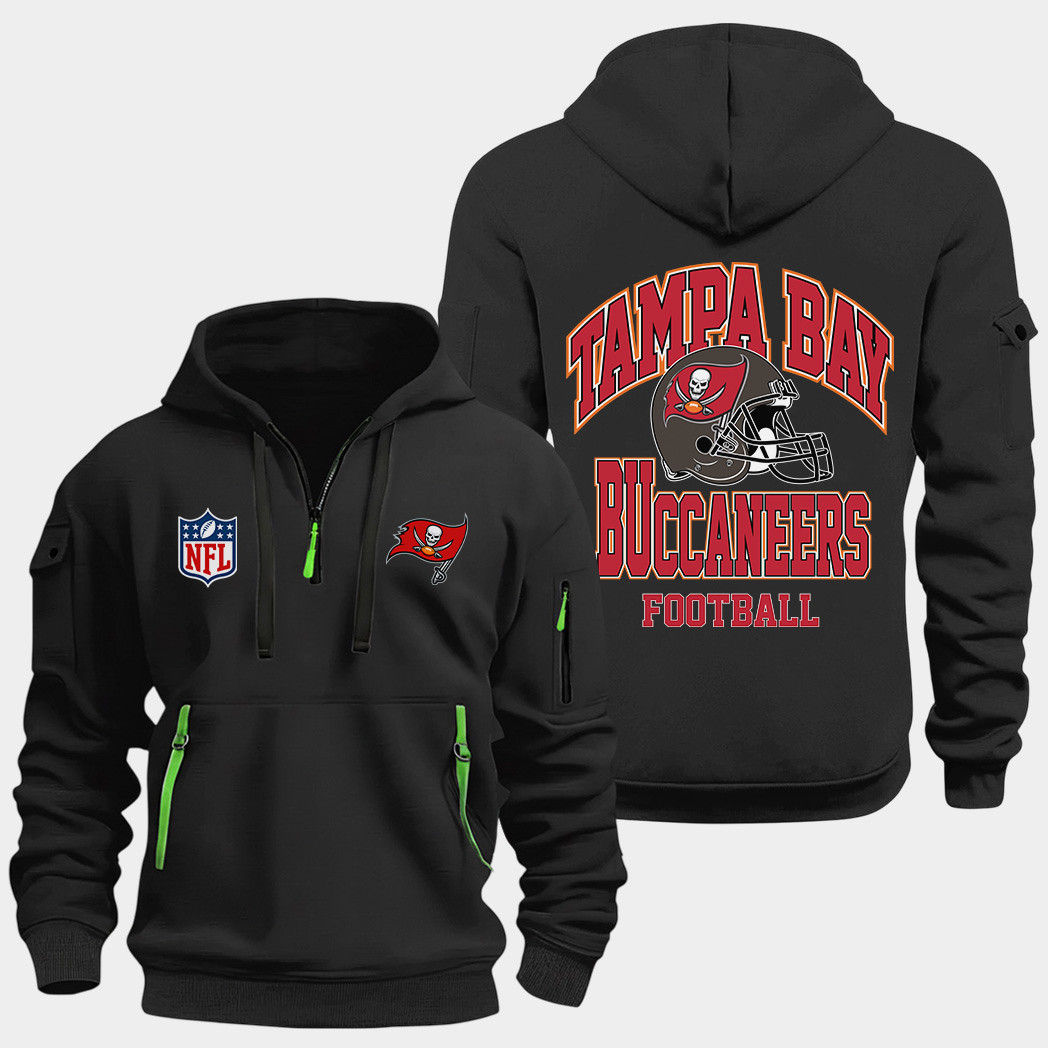 Tampa Bay Buccaneers Black Quarter Zip Hoodie