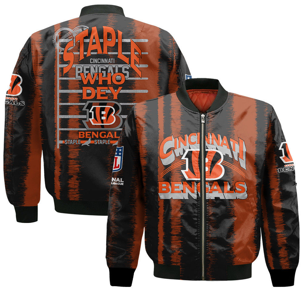 Cincinnati Bengals Football Team 2024 - 25 Independent, Individual Bomber Jacket