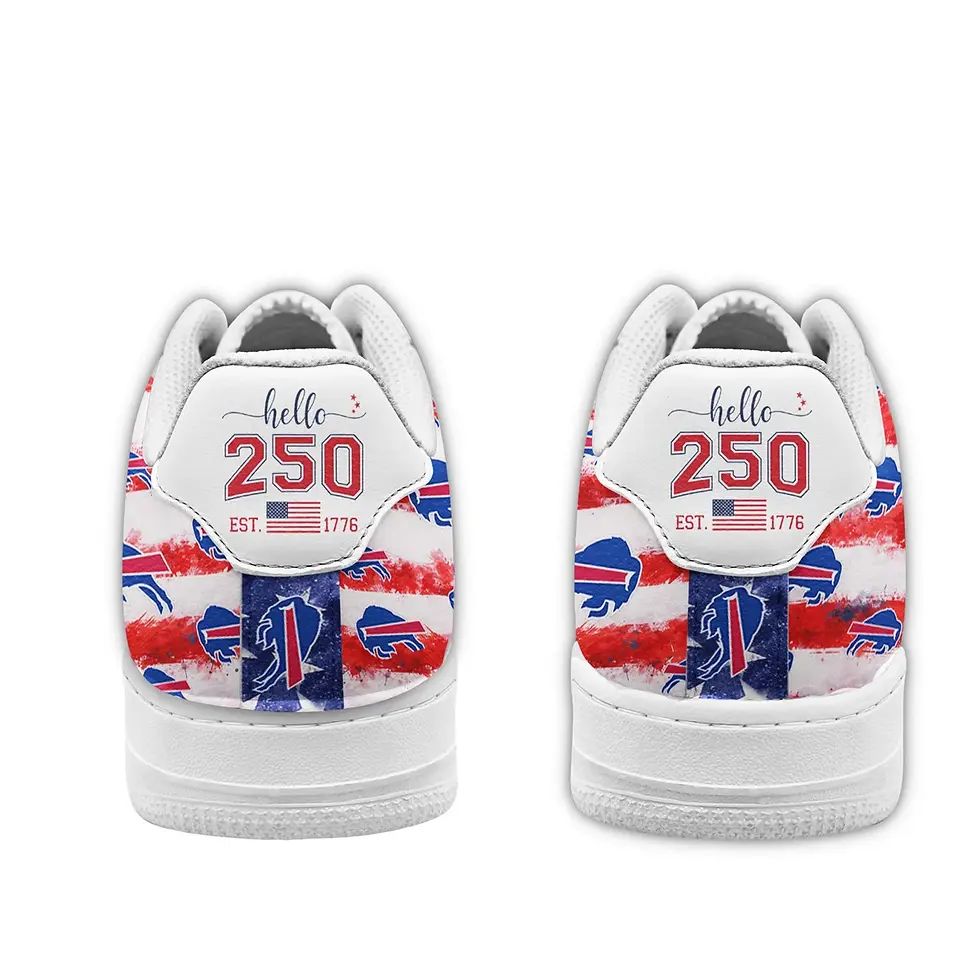 Thumbnail: Buffalo Bills Premium NFL 250 Years Of America Custom Air Force 1 Sneakers
