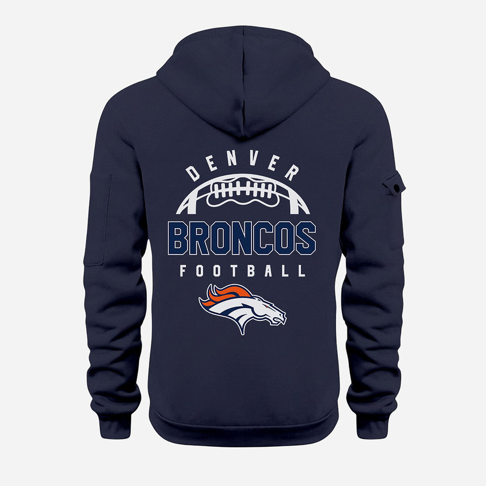 Thumbnail: Denver Broncos Navy Quarter Zip Hoodie