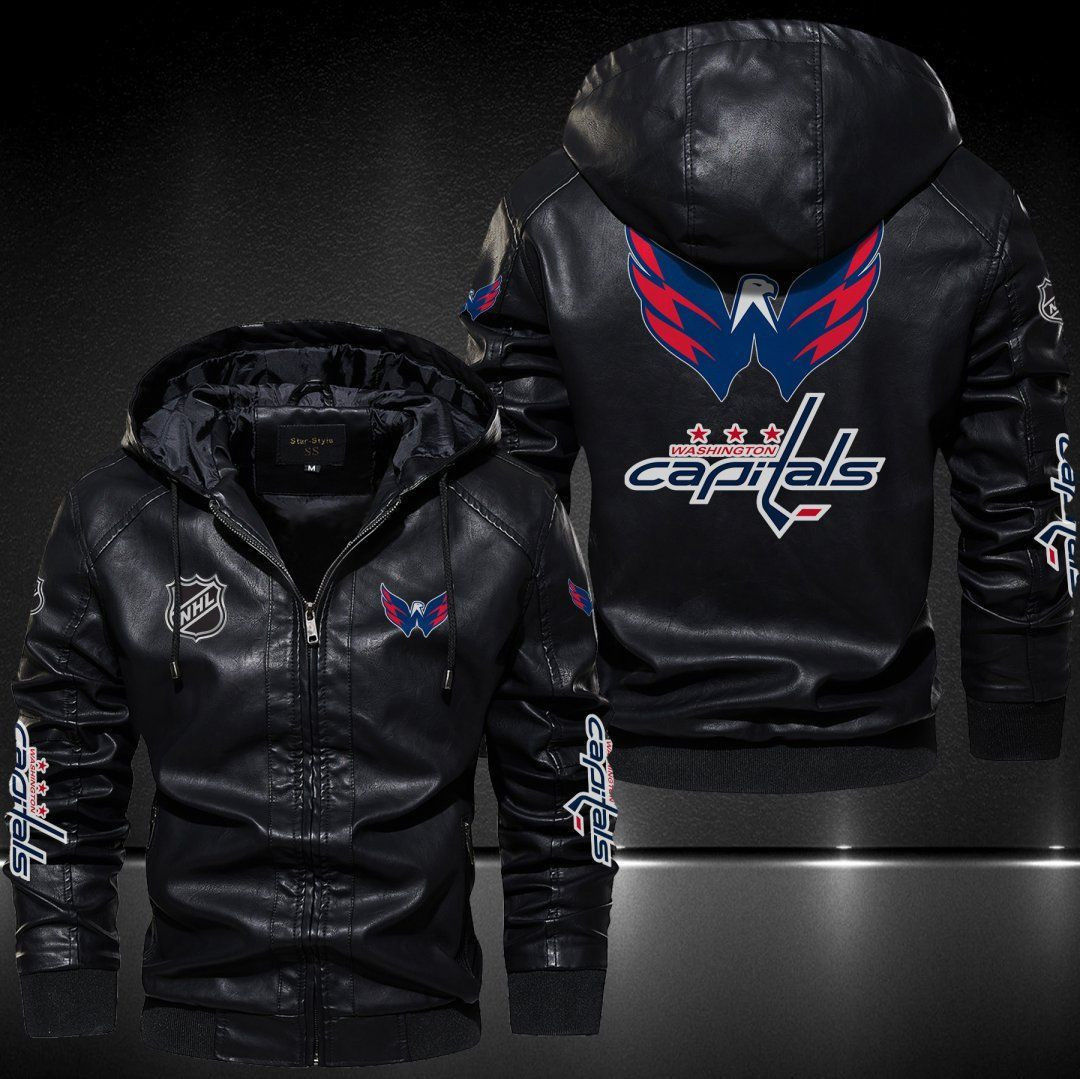Washington Capitals Hooded Leather Jacket 9131