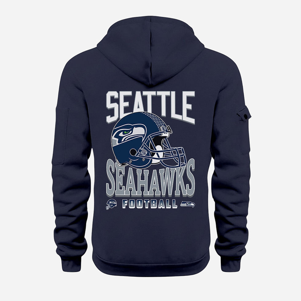 Thumbnail: Seattle Seahawks Navy Quarter Zip Hoodie