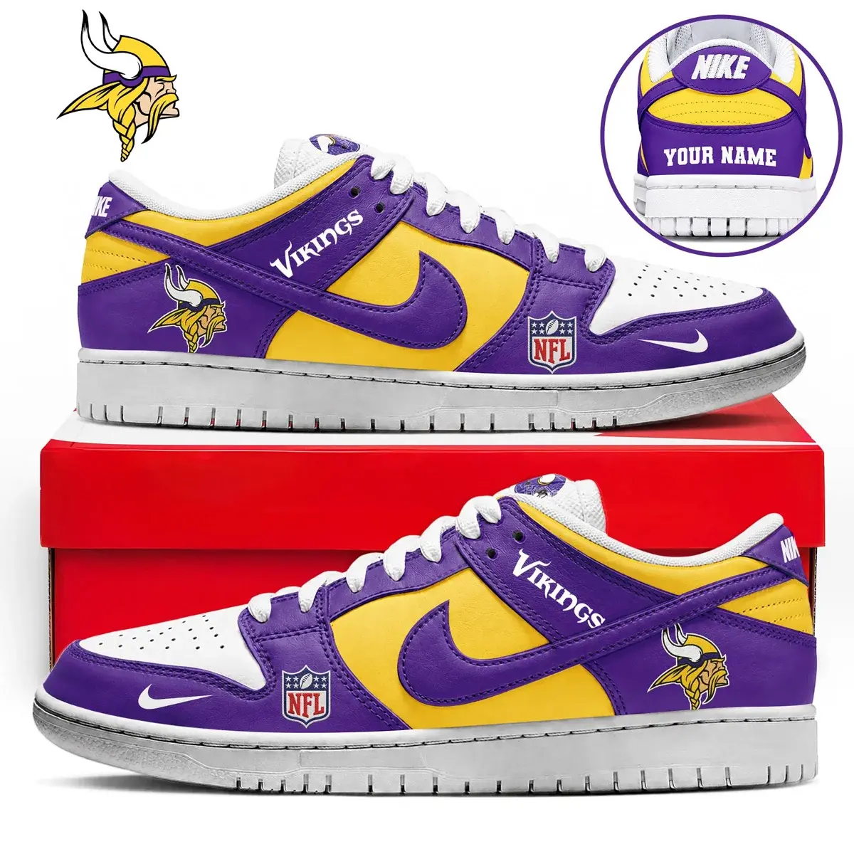 Minnesota Vikings Premium NFL Dunk Low Shoes