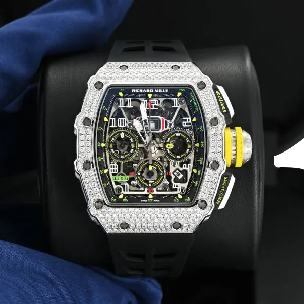 Thumbnail: Richard Mille Chronograph & 18K White Gold – Diamond Bezel – Skeleton Dial 50 mm