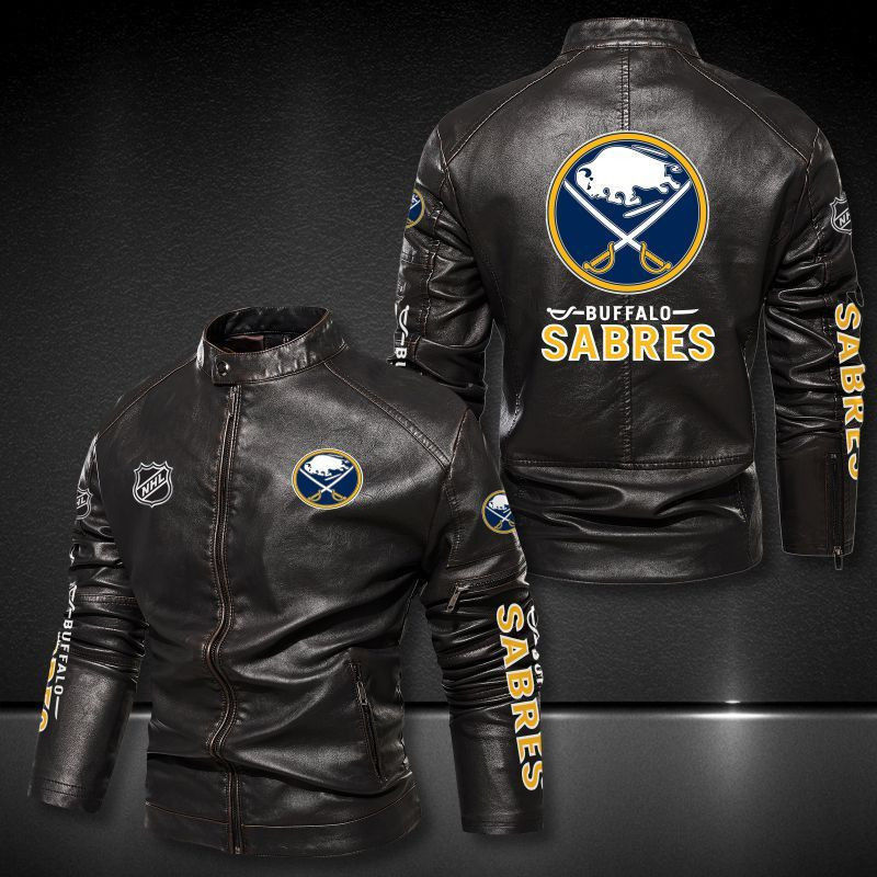 Buffalo Sabres Collar Casual Leather Jacket 2003