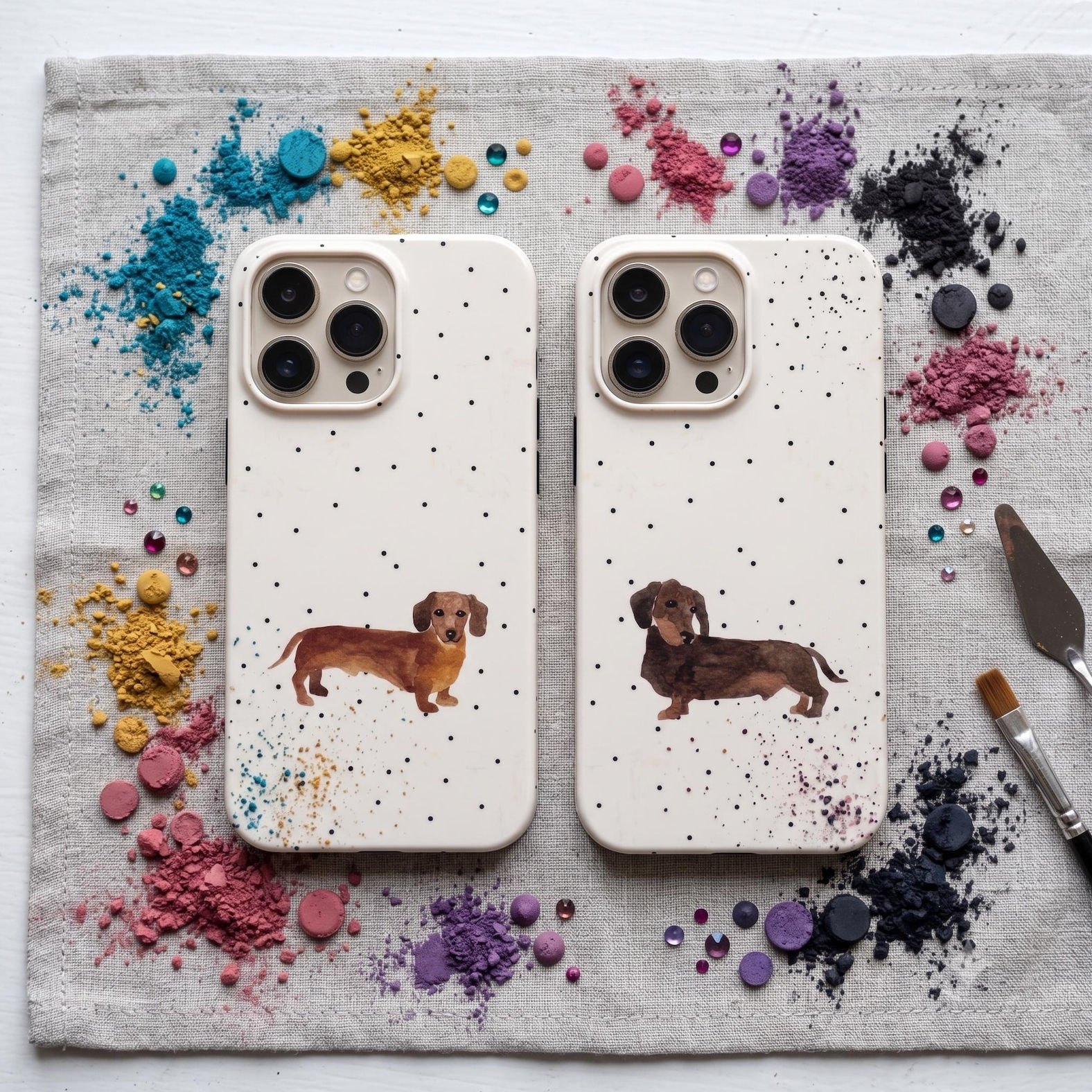 Dachshund Phone Case, Cute Wiener Dog Cover, Retro Polka Dot Tough Case, Whimsic