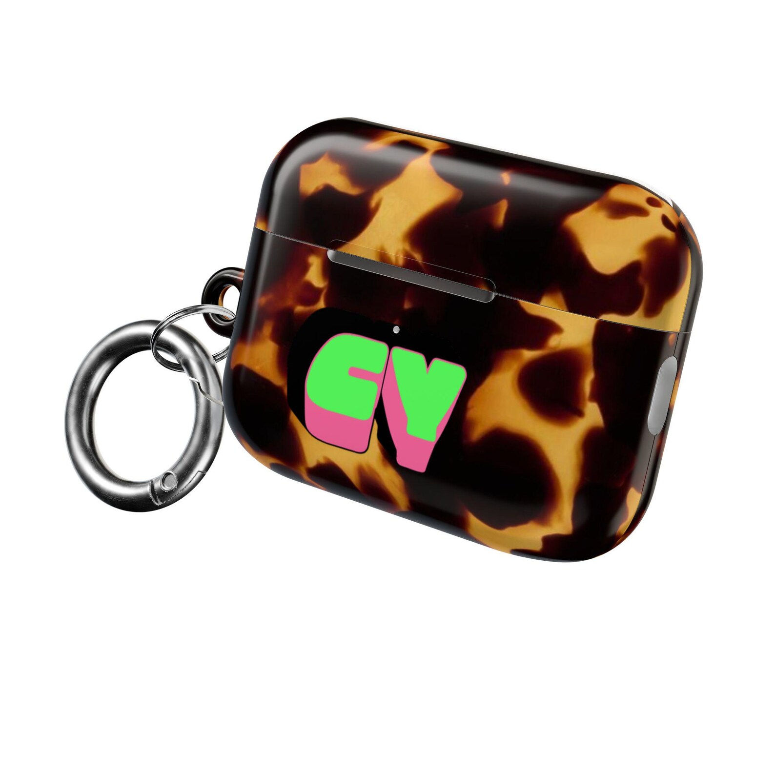 Tortoiseshell Pattern Personalized AirPod Case | Neon CV Monogram