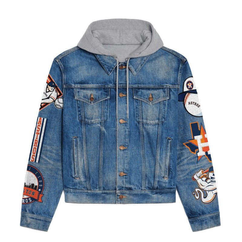 Thumbnail: Houston Astros MLB Team Splash Logo 3D Hooded Denim Jacket