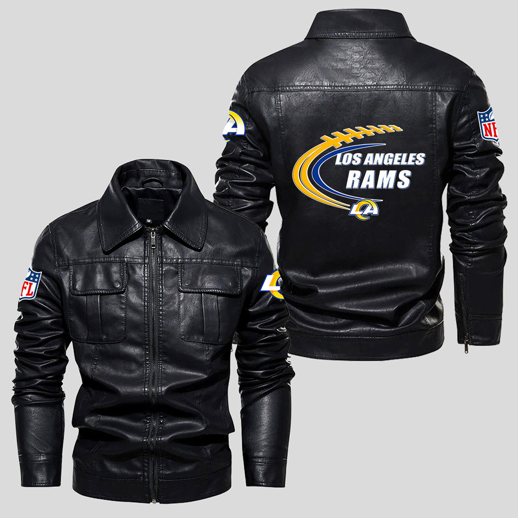 Los Angeles Rams NFL Team Logo Football Pattern Black 2D Motorcycle Leather Jack