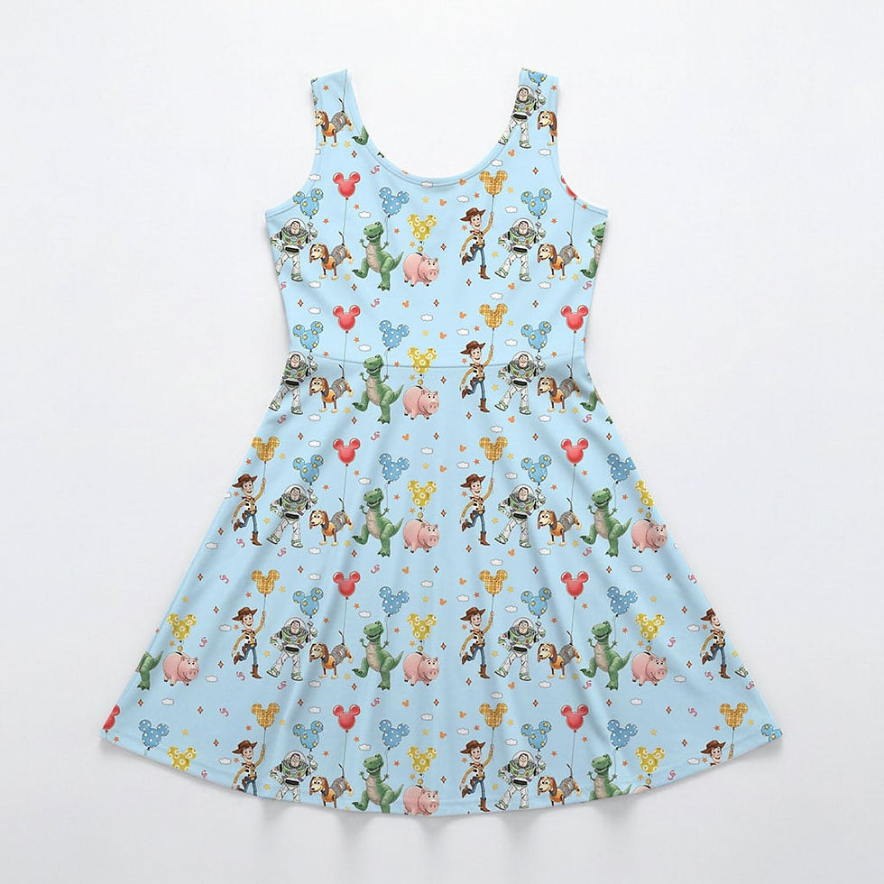 Thumbnail: Toy Story Character Pattern Outfit, Mama Mini Family Matching Skater Dress