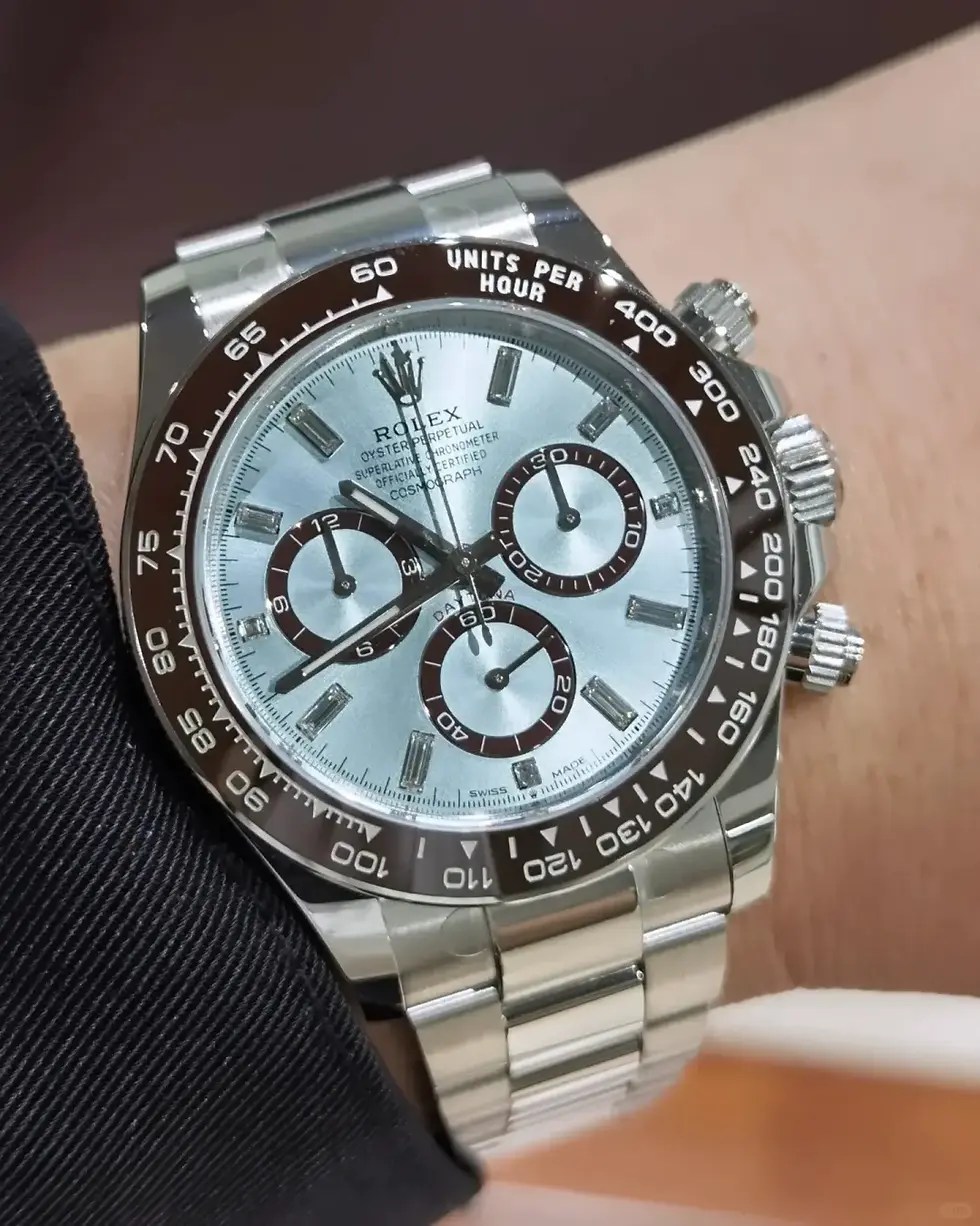 Thumbnail: Rolex Cosmograph Daytona Platinum Ice with Chestnut Brown Ceramic Bezel
