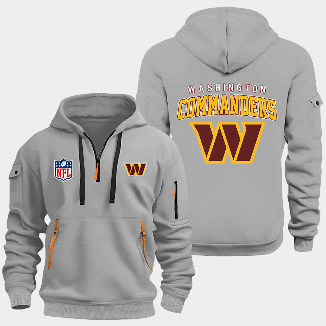 Washington Commanders Grey Quarter Zip Hoodie
