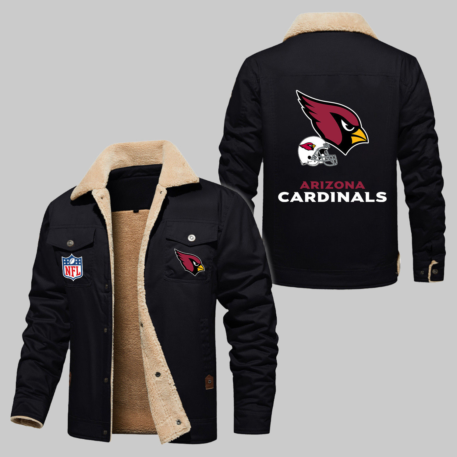 Arizona Cardinals NFL Team Logo Pride Helmet Wordmark 2D Stand Collar Jacket