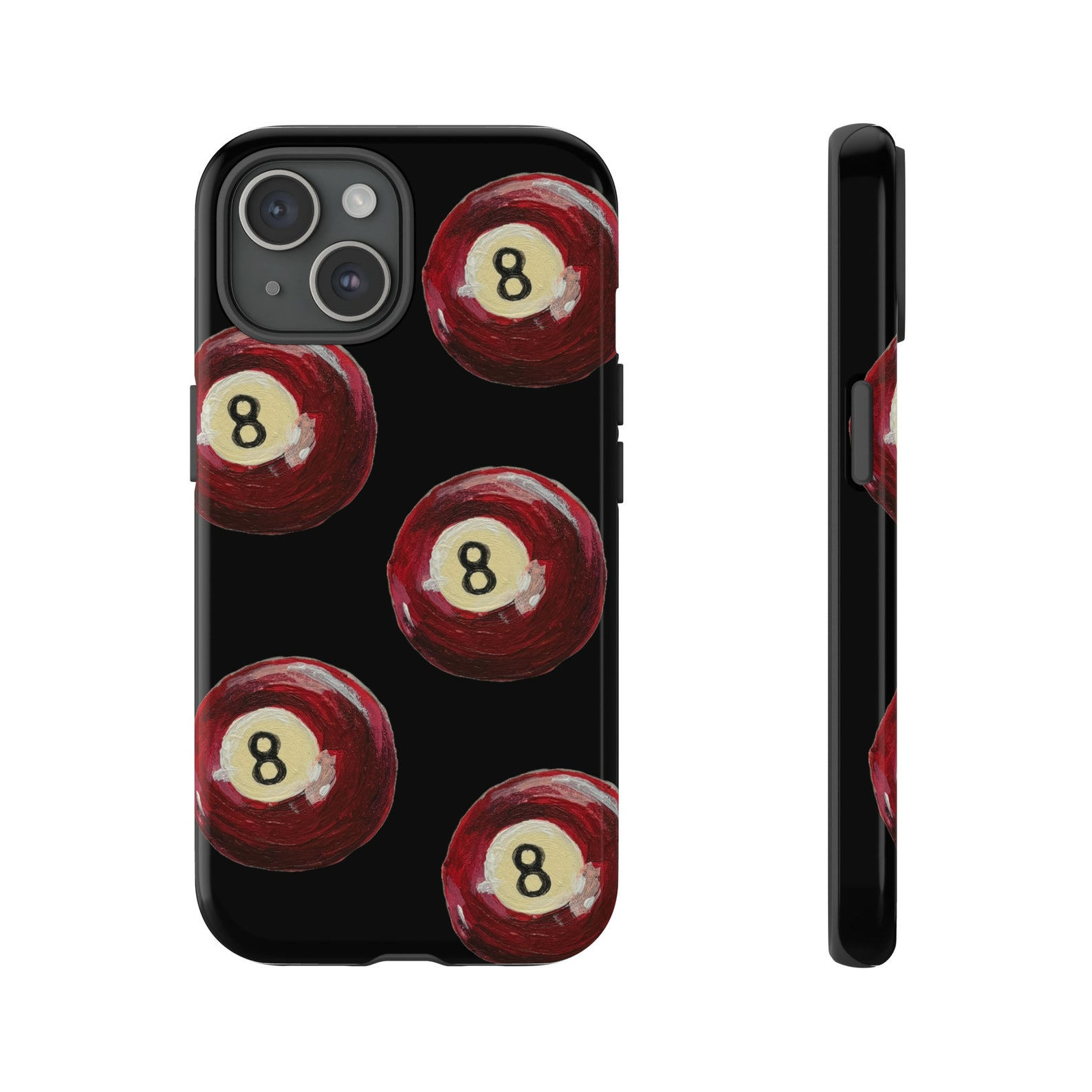 Red Eight Ball Hand Painted Tough Phone Case | iPhone 16/15/14/13/12/11 Pro Max