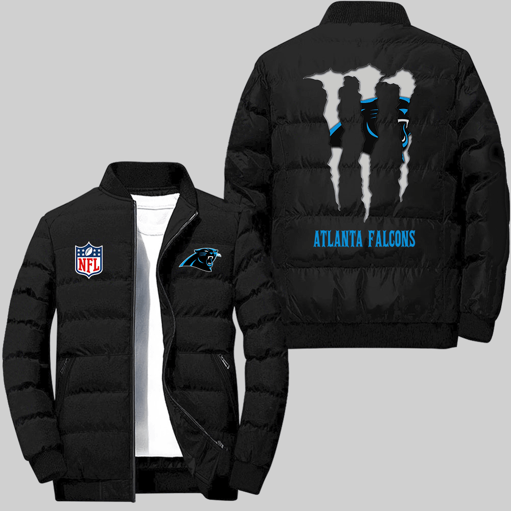 Carolina Panthers NFL Team Logo Monster Energy Scratch Pattern Black 2D Puffer J