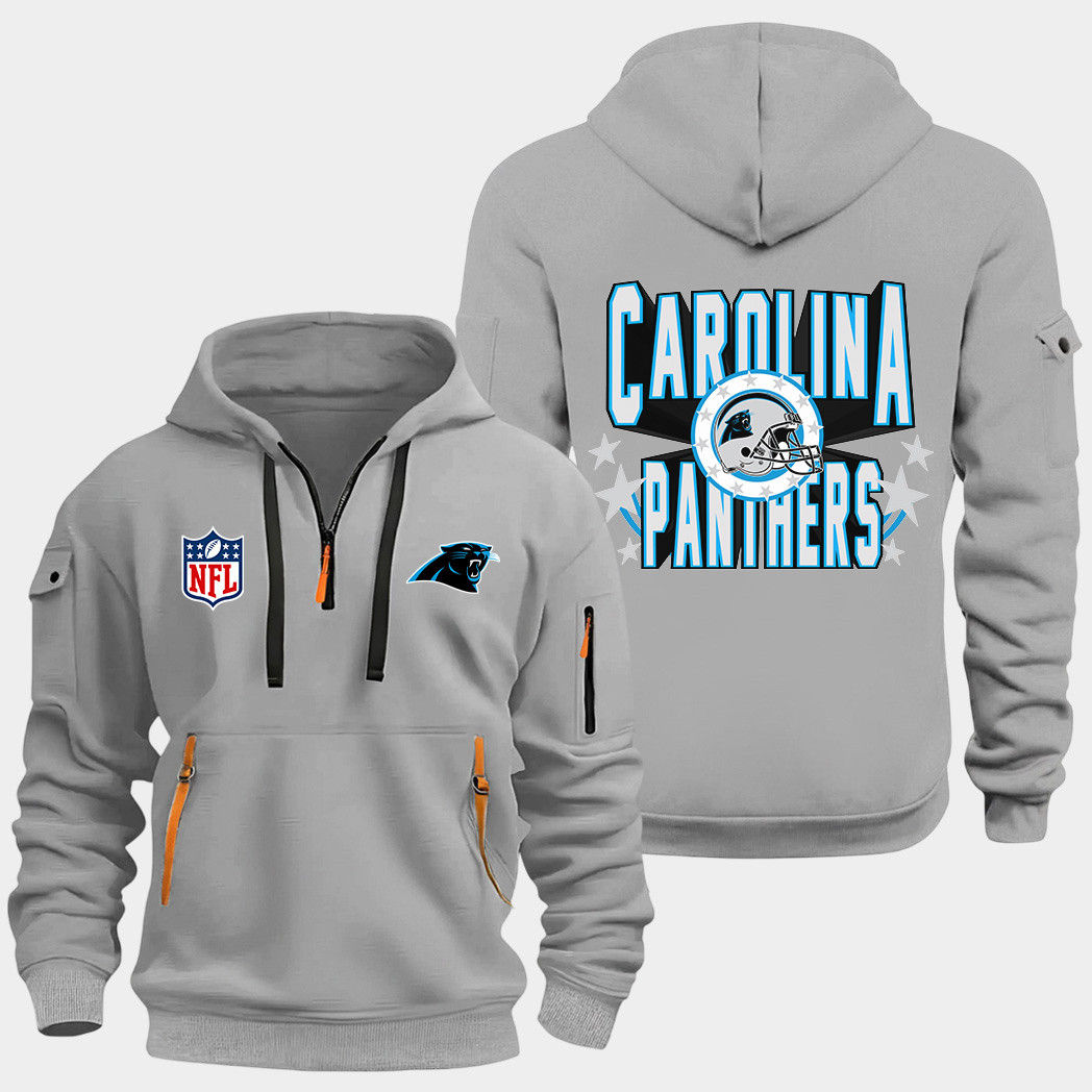 Carolina Panthers Grey Quarter Zip Hoodie